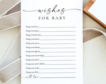 BLAIR PRINTED + SHIPPED Wishes For Baby Game Card, Baby Shower Games, Modern Minimalist Baby Shower Games Activities and Advice Cards