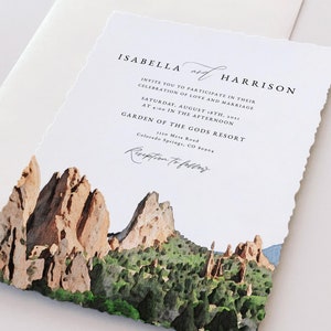 Garden of the Gods Wedding Invitation Templat, Watercolor Red Rocks Wedding Invitation, Colorado Wedding Invitation with Photo Instant DIY image 3