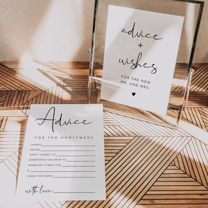 ADELLA Minimalistischer Rat für die Braut und den Bräutigam Kartenvorlage, moderne Brautparty Ratkarten, Hochzeit gutwünsche Zeichen DIY