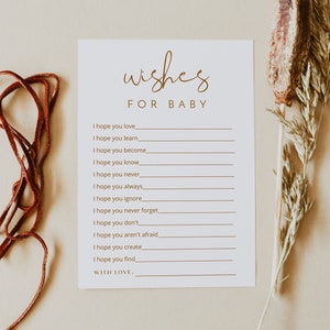 INDIE Wishes for Baby Baby Shower Game Printable, Bohemian Baby Shower Games, Earth Tone Baby Shower Game, Modern Minimal Terracotta