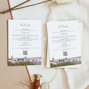 Modello di biglietto per i dettagli del matrimonio a WASHINGTON DC, biglietto di allegato per matrimonio stampabile, biglietto informativo per matrimonio a destinazione, biglietto per le indicazioni e gli alloggi