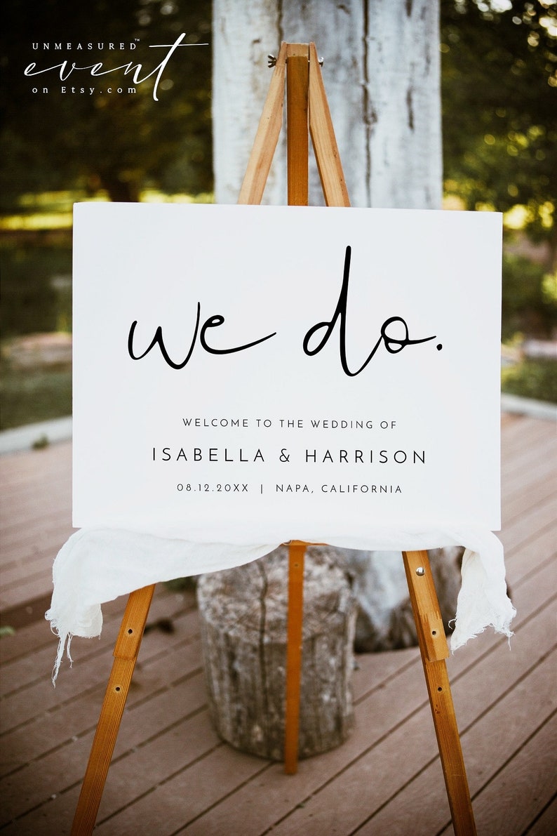 ADELLA Minimalist Wedding Welcome Sign, We Do Welcome Sign, Welcome Poster, Modern Wedding, Instant Download Editable, Contemporary image 1