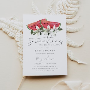 MAYA Twin Watermelon Baby Shower Invitation Template, A Little Sweetie Baby Shower, Summer Baby Shower, Melon Baby Shower Invite Instant DIY