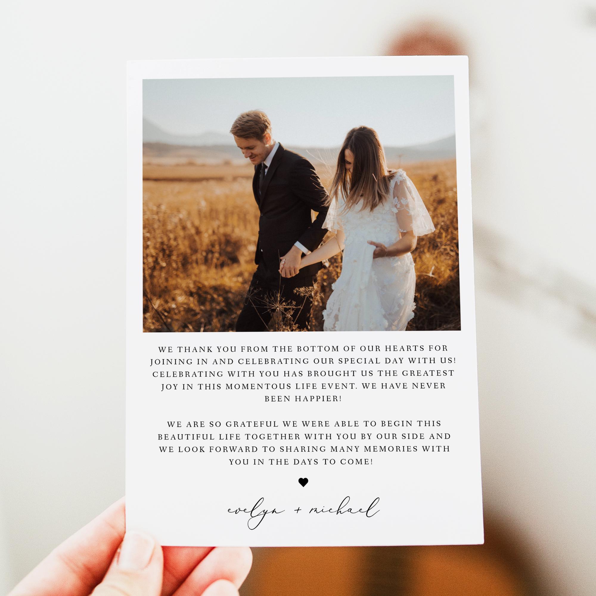 PRINTED + SHIPPED Elegant Wedding Thank You Cards With Photo, Custom ...