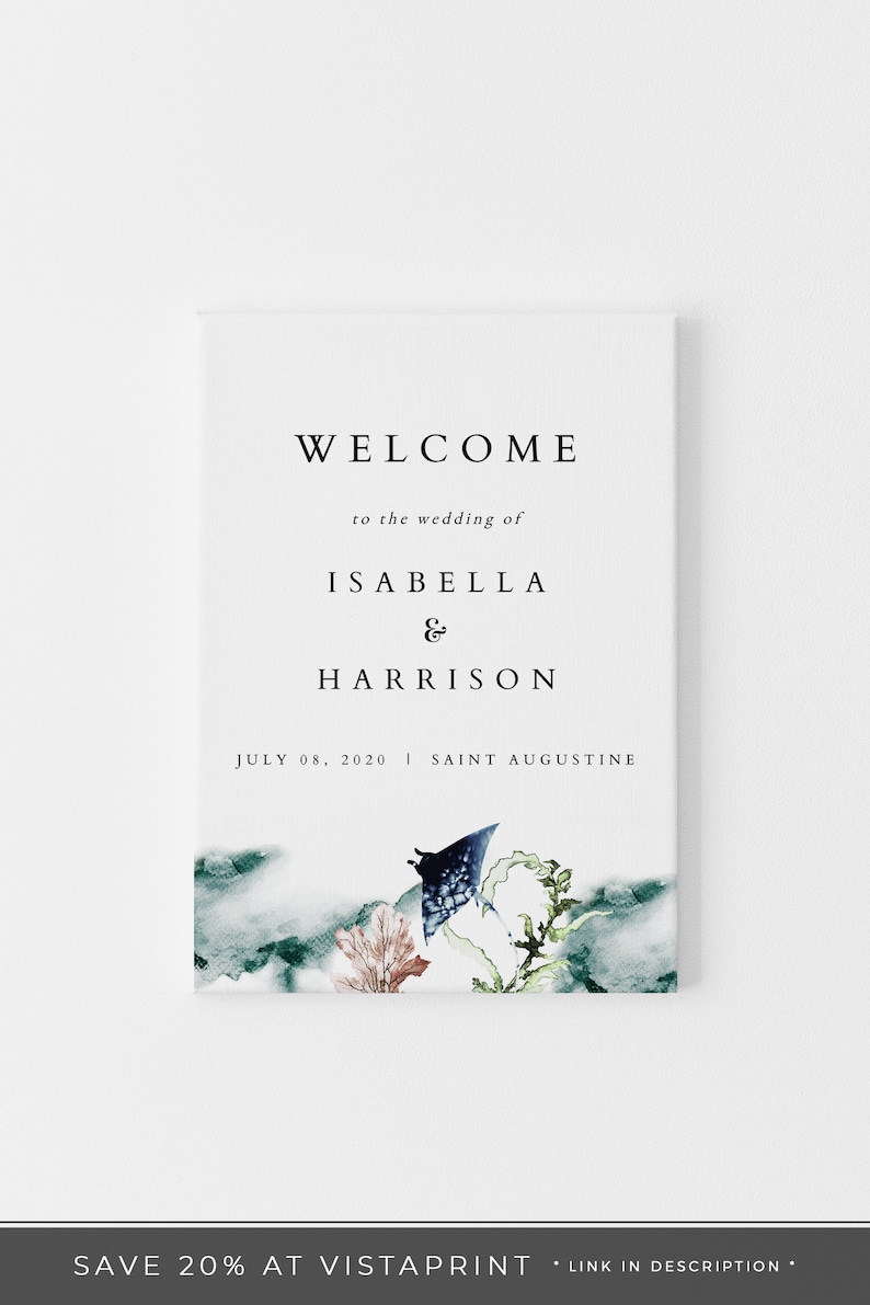 Tropical Wedding Welcome Sign Template ARIEL Ocean Wedding Welcome Sign Destination Wedding Welcome Sign Beach Welcome Sign Printable