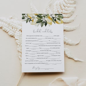 Jogo de chá de panela DAHLIA Mad Libs, Jogo de chá de panela Lemon, Jogos de chá de panela Citrus Instantâneos, Chá de panela Main Squeeze Mad Libs DIY