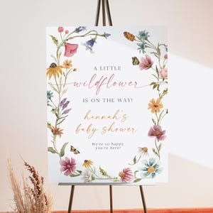 CAMILLA Wildflower Baby Shower Welcome Sign Template, Boho Baby Shower Welcome, Baby Brunch Shower, Floral Girl Baby Shower Banner