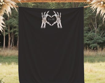 NOVA Skull Wedding Backdrop for Ceremony, Backdrop for Wedding Template, Halloween Wedding Reception Photo Backdrop, Gothic Wedding Skeleton