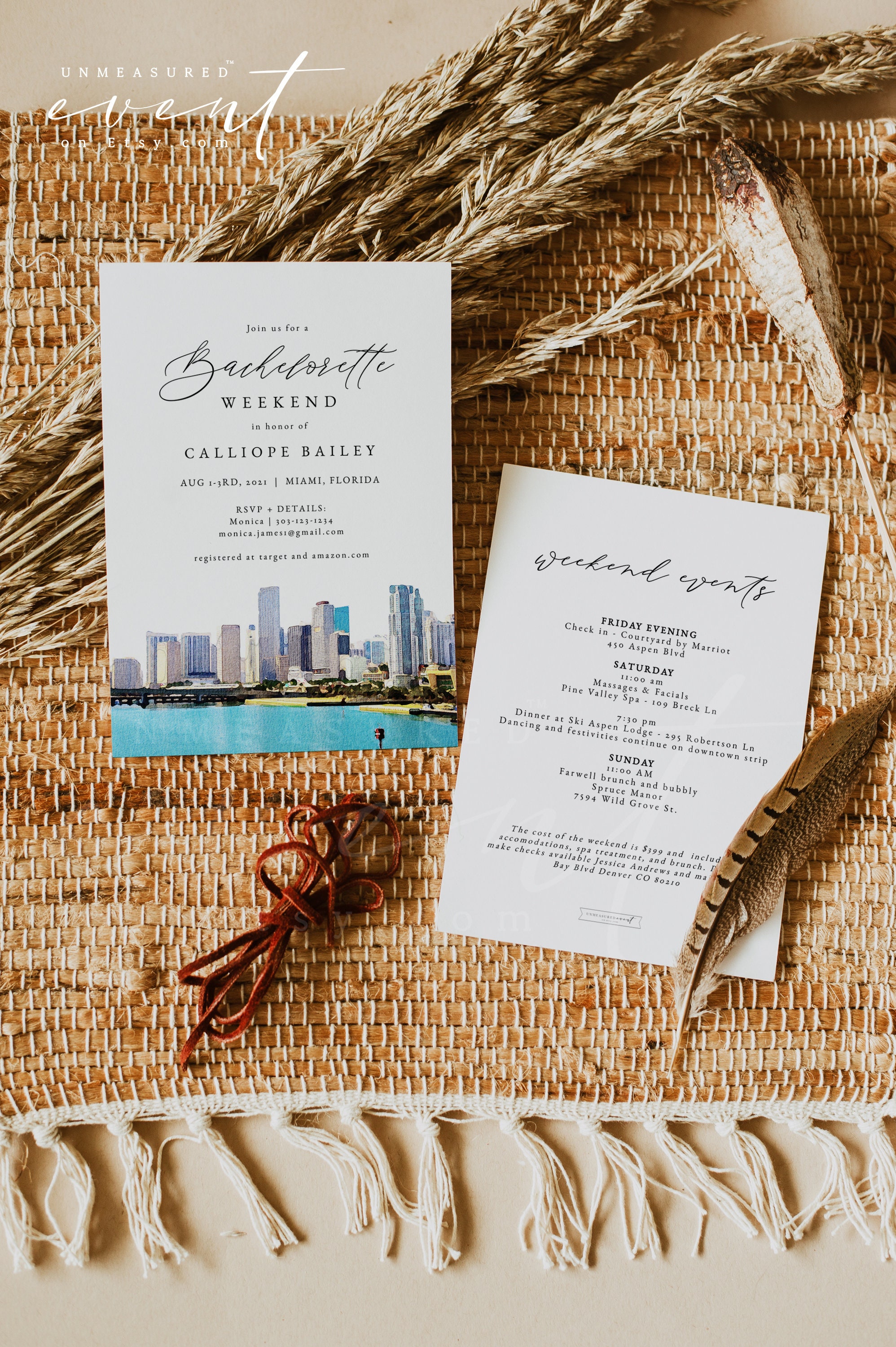 MIAMI Bachelorette Invitation Template Miami Itinerary Etsy