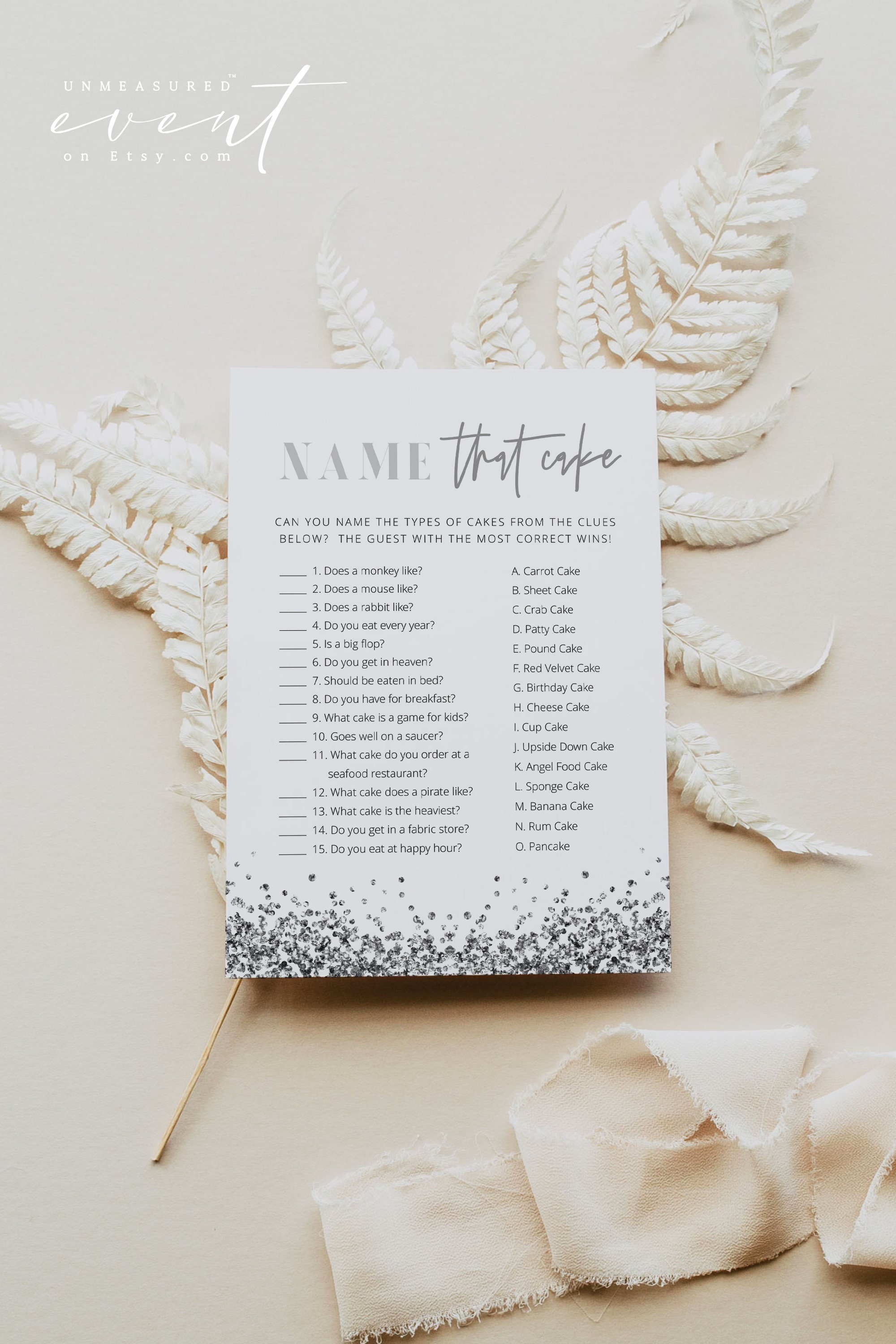REGINA Name That Cake Bridal Shower Game Silver Glitter - Etsy