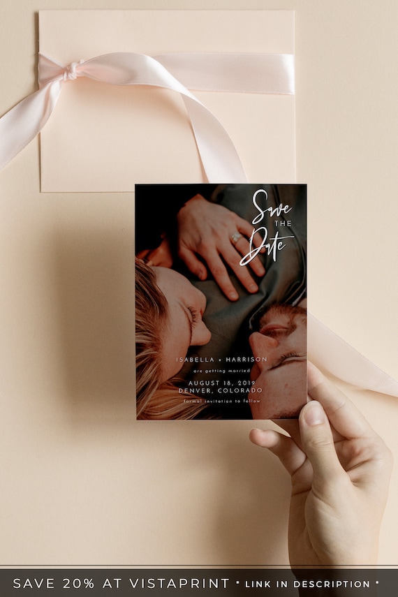 PRIYA Photo Save the Date Template, Modern Save our Date Card Printable, Picture Save the Dates, Affordable Save the Date Card with Photo