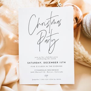 HARLOW Christmas Party Invitation Template, Modern Minimalist Christmas Dinner Invite, Printable Christmas Invite, Digital Christmas Invite