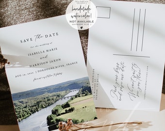 Vineyard Invitation Wine Tasting Bordeaux France Save The Date Watercolor Vineyard Wedding
