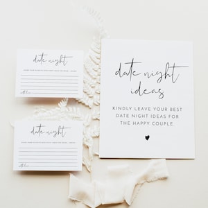 ADELLA PRINTED + SHIPPED Date Night Ideas Game Set, Bridal Shower Games, Modern Minimalist Bridal Shower Games Activities and Advice Cards