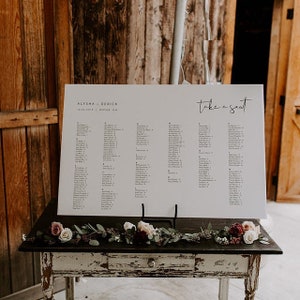ADELLA Minimalist Wedding Seating Chart Template, Alphabetical Seating Chart, Modern Seating Chart Board, Simple Clean Wedding Seating Sign image 3