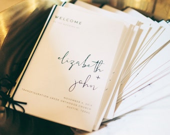 ADELLA Minimalistische faltbare Hochzeitsprogramm-Vorlage, moderne Hochzeitsprogramm-Vorlage gefaltet, Hochzeitsprogramm druckbar, sofortiges einfaches DIY