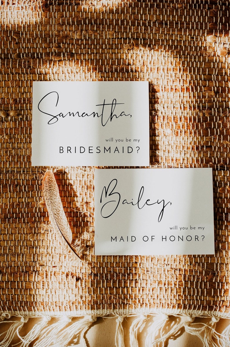 ADELLA Minimalist Bridesmaid Proposal Card Template, Modern Will You Be My Bridesmaid Card, Maid Of Honor Proposal, Editable Instant DIY image 1