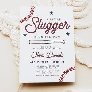 Baseball Baby Shower Invitation Template, Little Slugger Baby Shower Invitation, Baseball Themed Baby Shower Invite, Boy Baby Shower BARRY