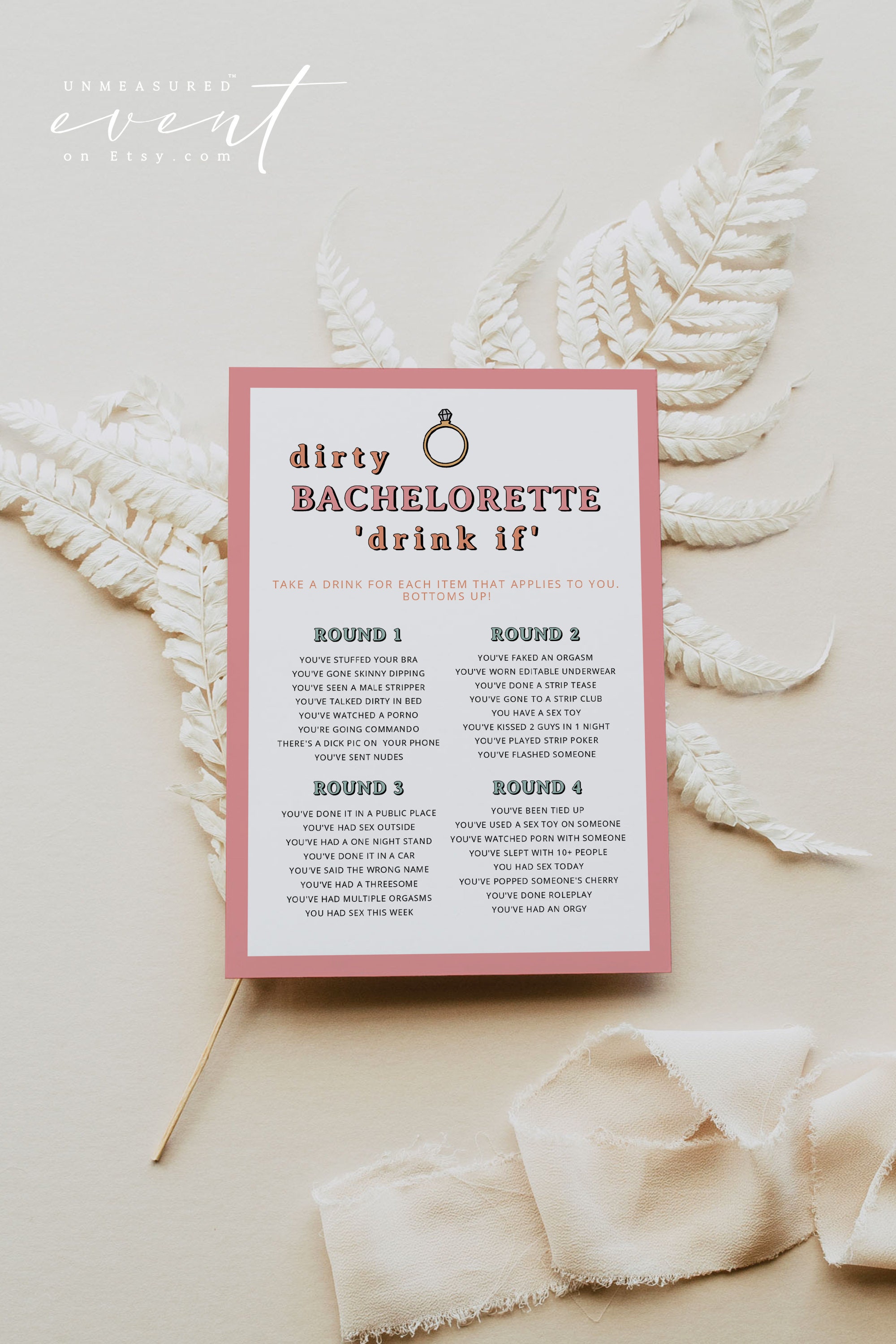 JEAN Dirty Drink If Bachelorette Game Printable Wife of