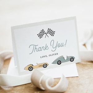 MAVERICK Race Car Thank You Card Template, Car Themed Birthday Thank You, Retro Race Cars Thank You Printable, Instant Download Editable