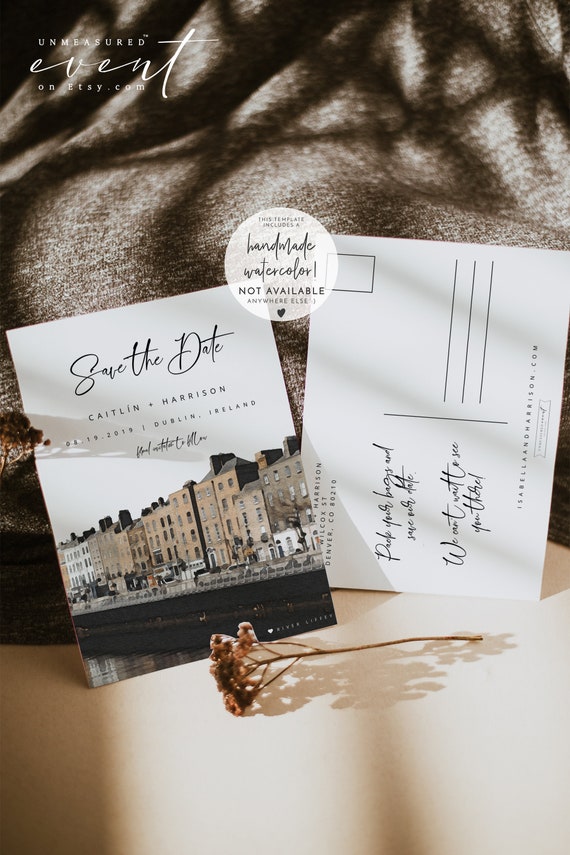Dublin Save The Date Template Ireland Save The Date Postcard Etsy