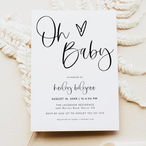 JOLIE Baby Shower Invitation Template, Minimalist Baby Shower Invite Instant Download, Modern Baby Shower Invitation Printable, Simple Baby