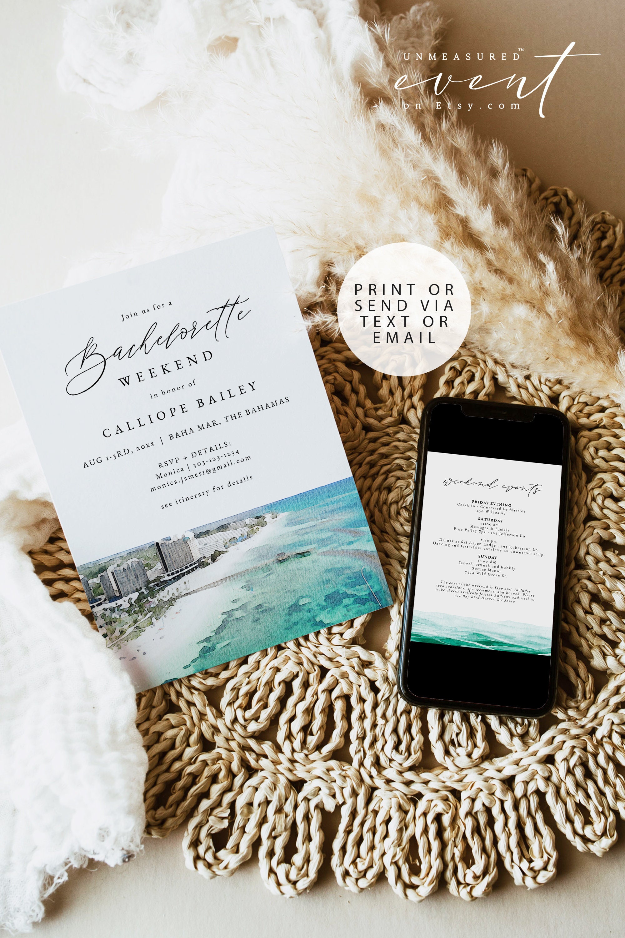 BAHA MAR Bachelorette Invitation Template Bahamas | Etsy