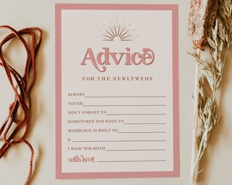 Retro Bridal Shower Advice Card, Newlywed Advice Card, 70's Bridal Shower Games Printable, Advice and Wishes for the Newlyweds Groovy TRIXIE