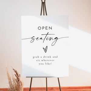 BLAIR PRINTED + SHIPPED Open Seating Sign, 18x24" Wedding Open Seating Sign, Modern Minimalist Wedding Sign, Boho Wedding Signage Simple