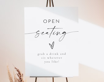 BLAIR PRINTED + SHIPPED Open Seating Sign, 18x24" Wedding Open Seating Sign, Modern Minimalist Wedding Sign, Boho Wedding Signage Simple