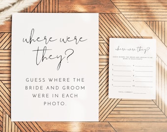 ADELLA PRINTED + SHIPPED Where Were They Bridal Shower Game, Modern Minimalist Bridal Shower Game, Bohemian Bridal Shower Games Simple