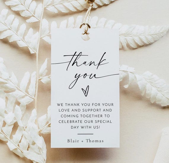 Favor Tag Template, Printable Favor Tag, Thank You Tag, Wedding Favor Tag, Gift Tag Digital Download, Modern Minimalist Gift Tags DIY BLAIR