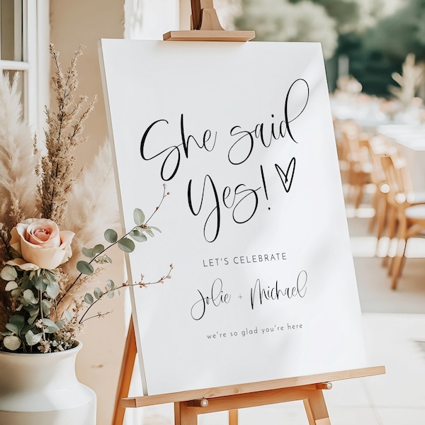 PRINTED + SHIPPED Engagement Party Sign, She Said Yes Sign, Modern Minimalist Engagement Party Signage, Simple Boho Wedding Signs JOLIE