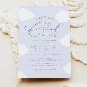 CAPRICE Cloud Nine Bridal Shower Invitation Template, She&#39;s On Cloud 9 Bridal Shower Invite Printable, Instant Download Bridal Invites DIY