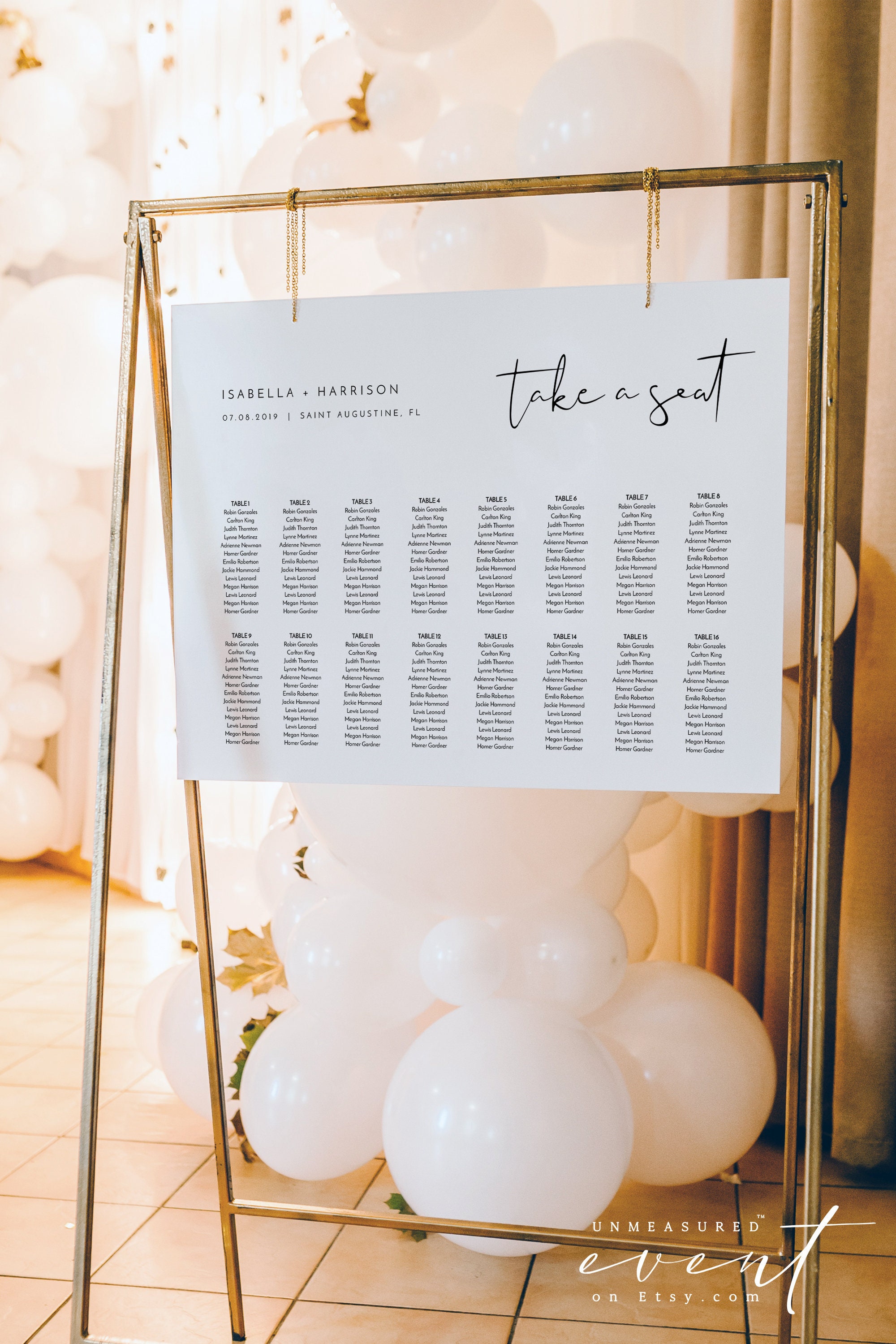 Adella Wedding Seating Chart Seating Chart Template Etsy