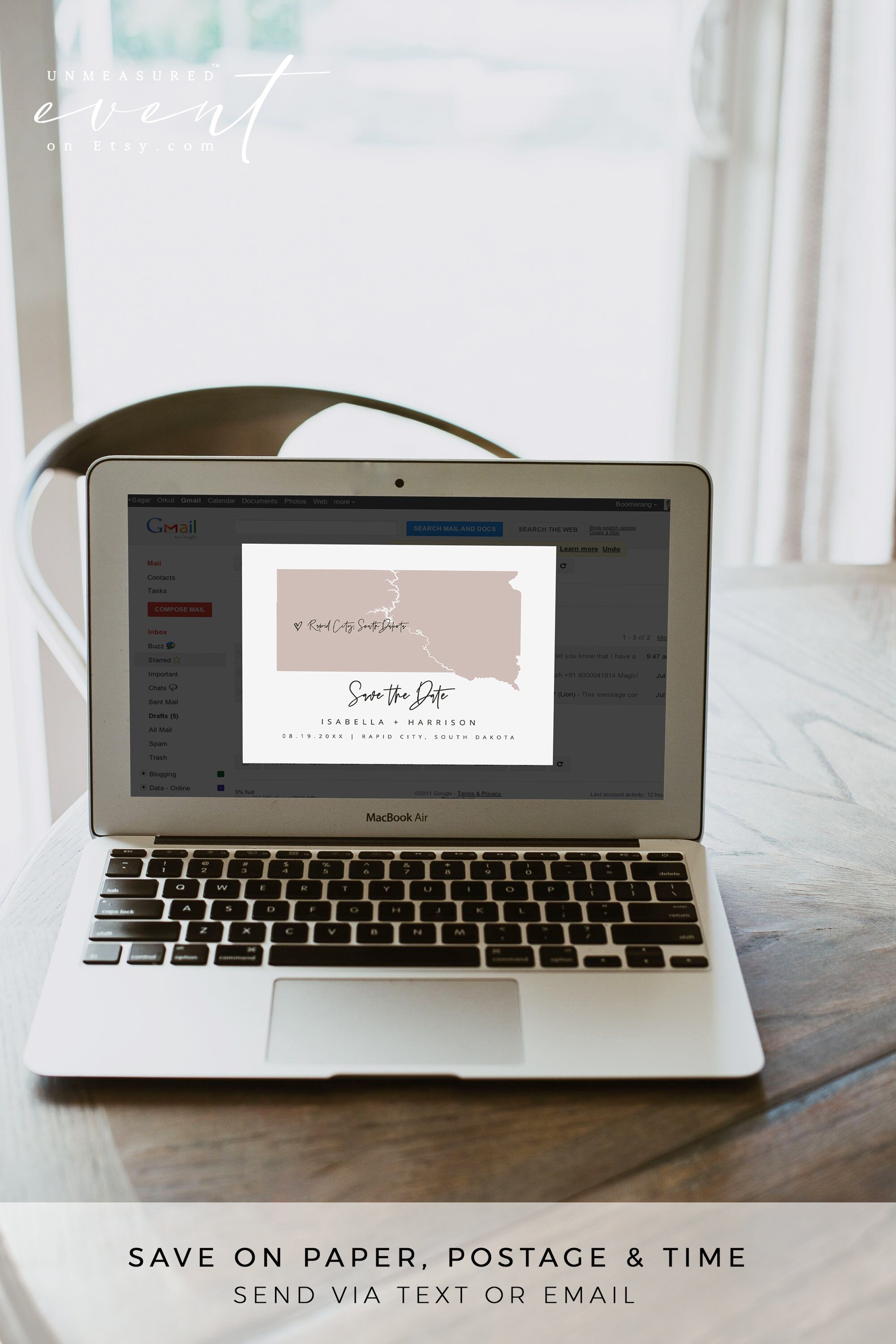 QUINN South Dakota Map Save the Date Template South Dakota Etsy