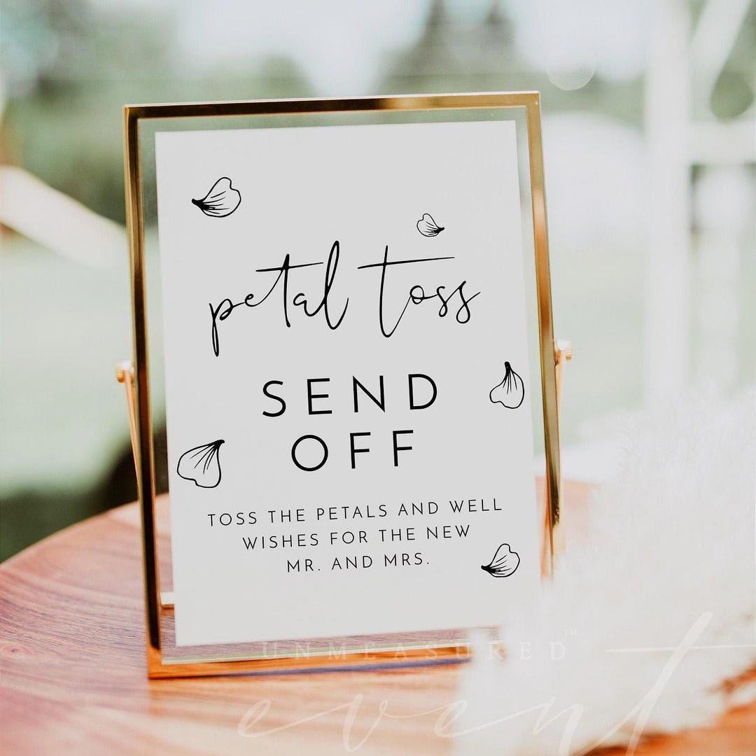 Petal Send Off Minimalist Petal Toss Send off Sign Printable, Newlywed Flower Send off ...