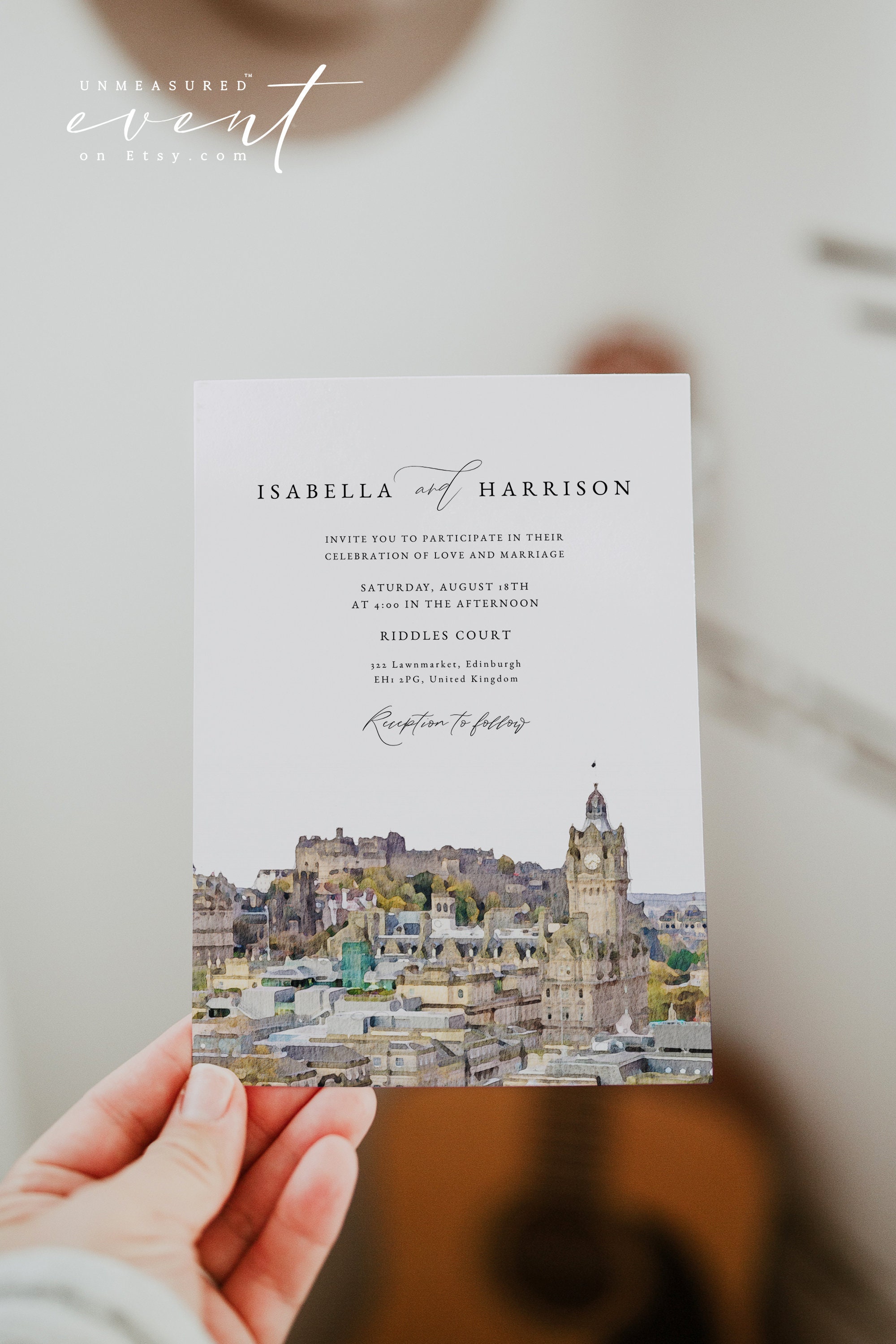 EDINBURGH Wedding Invitation Template Edinburgh Skyline Etsy