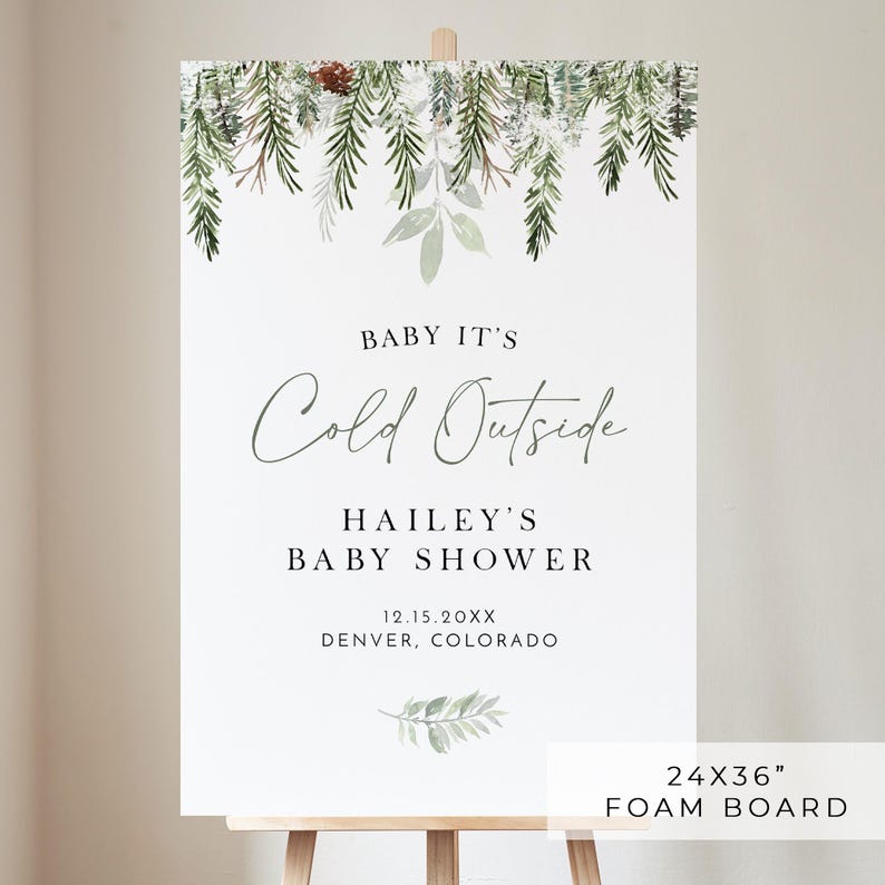 JOY PRINTED SHIPPED Winter Baby Shower Sign, Baby It's Cold