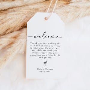 PRINTED + SHIPPED Boho Wedding Welcome Bag Tags, Personalized Gift Tags, Simple Wedding Favor Tags BLAIR