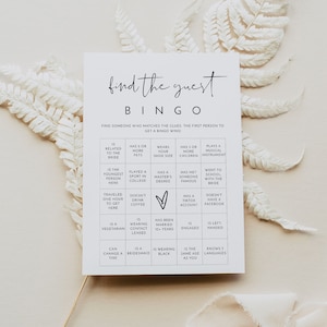 ADELLA Minimalistisch Finden Sie den Gast-Bingospiel, Brautparty-Bingo, modernes Babyparty-Bingo, einfach editierbar Guess Who Babyparty-Bingokarte