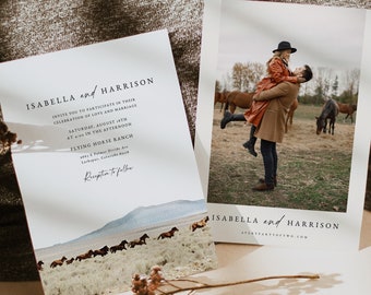 CHEYENNE Ranch Wedding Invite, Horse Wedding Invite, Horse Ranch Wedding Invitation Template, Printable Wedding Invite, Rustic Wedding DIY