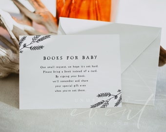 APOTHECARY Bücher für Baby Kartenvorlage, Botanische Babyparty Bücher für Baby Insert, druckbare Bücher für Baby Einladung Insert Card Boho