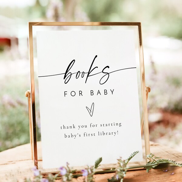 BLAIR Minimalist Books for Baby Sign, Baby Shower Bring a Book Sign, Book Drop Sign, Modern Boho Baby Shower, Simple Gender Neutral Signage