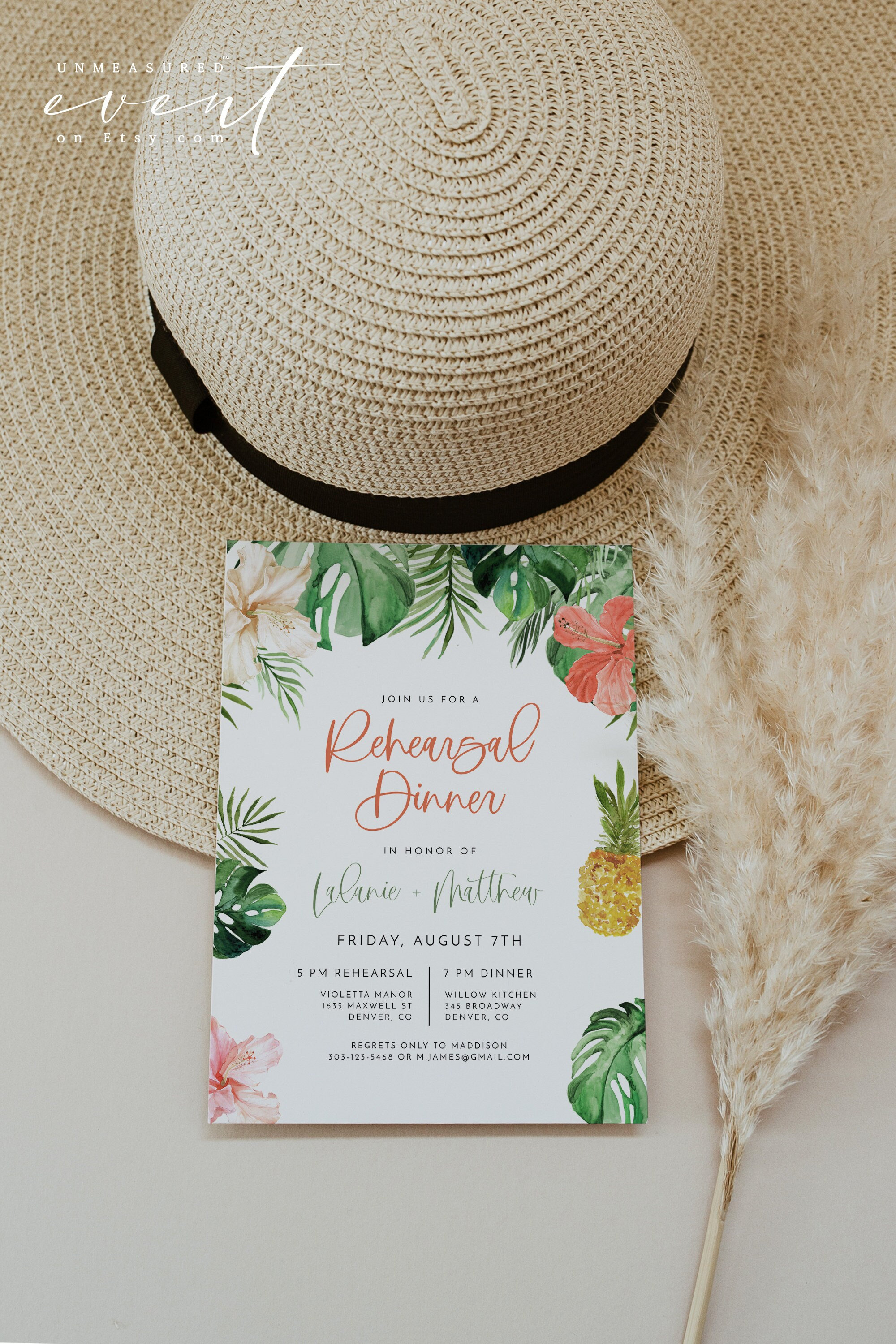 Tropical Hibiscus Rehearsal Invite