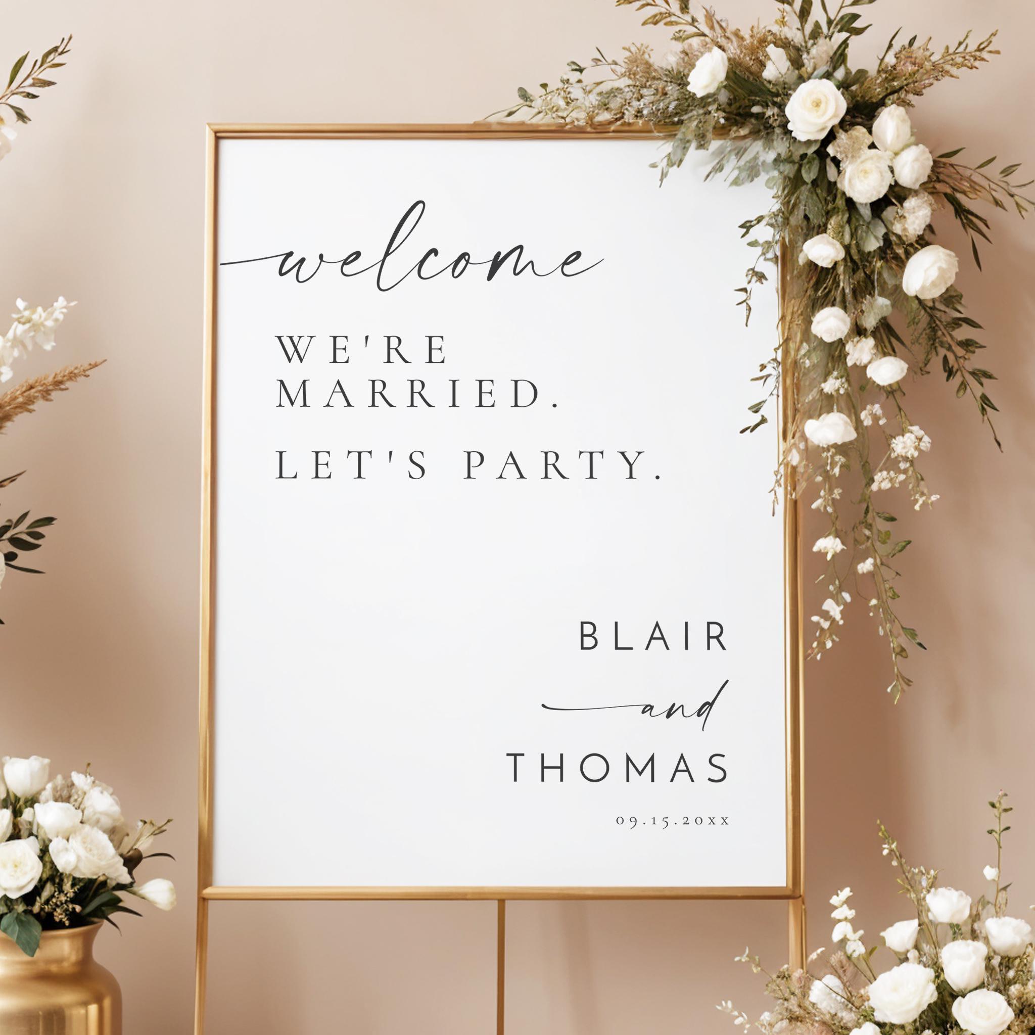 Bohemian Wedding Welcome Sign Template, Let's Party Wedding Welcome ...
