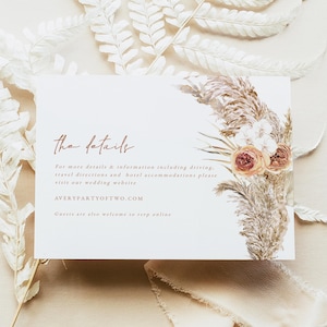 PRINTED + SHIPPED Terracotta Floral Wedding Details Card, Autumn Wedding Invitation Inserts, Rustic Wedding Info Card, Earthy Wedding CIERA