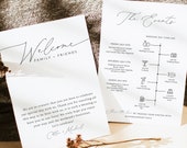 CHLOE Wedding Event Card, Wedding Welcome Letter Template, Wedding Weekend Schedule, Wedding Itinerary Card for Guest Bags Instant DIY