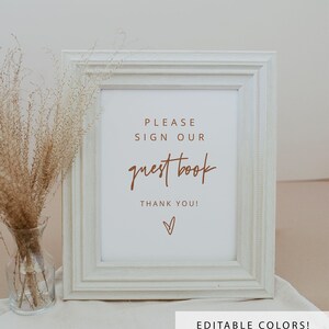 Minimalist Dusty Blue Guest Book Sign Template Bohemian Boy Baby Shower Guestbook Printable ...
