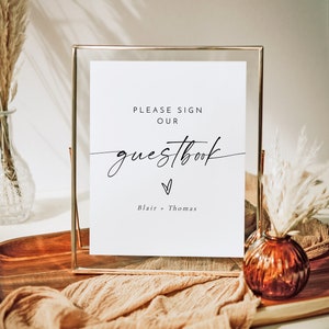 BLAIR Wedding Guest Book Sign, Please Sign Our Guestbook Sign Printable, Modern Guest Book Sign, Minimalist Guestbook Sign, Boho Guestbook image 3